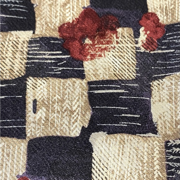 VTG Ermenegildo Zegna Silk & Wool Tie Navy Ivory Burgundy Square Rubenstein Bros - Picture 3 of 6